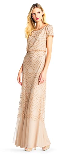 Short Sleeve Blouson Beaded Gown I84986