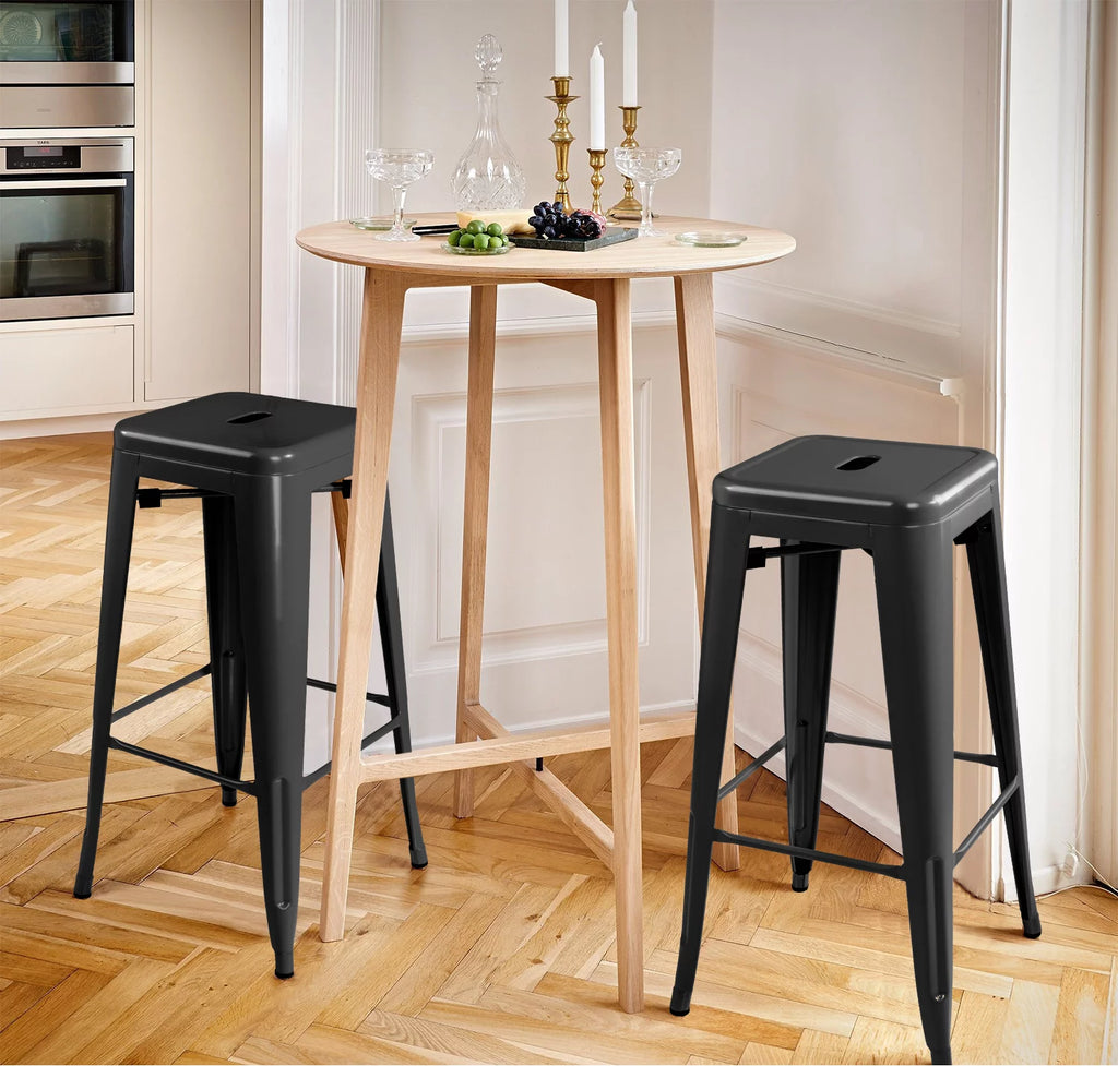 30 Inches Metal Bar Stools Set of 4 Black Q1454