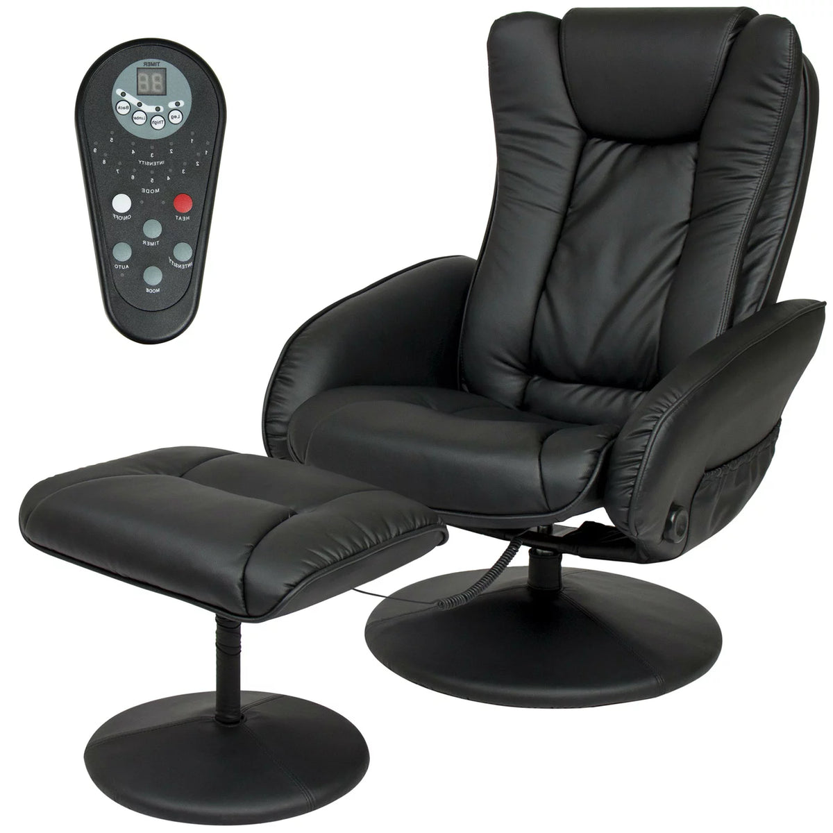 Black Faux Leather Electric Massage Recliner Chair with Ottoman M157781