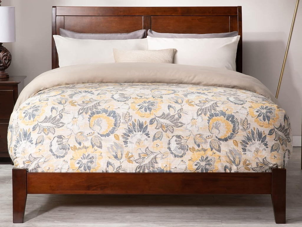 King Walnut Wood Platform Bed D5165