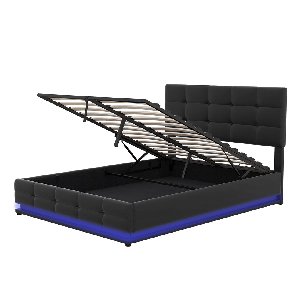 Black Full Size Upholstered Bed Frame with Lift Up Storage D380117