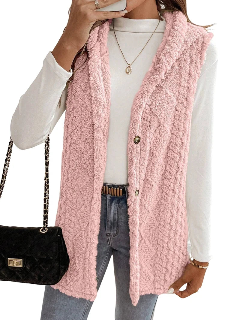 Pink Oversized Fleece Hooded Cardigan H505429