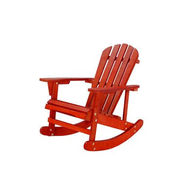 Solid Wood Rocking Adirondack Chair Red W66328