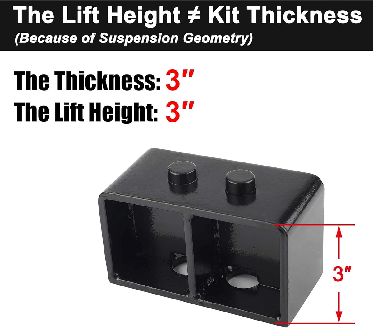 3" Rear Leveling Lift Block Kits Square U-Bolts Pickup Pack of 2 Z106762