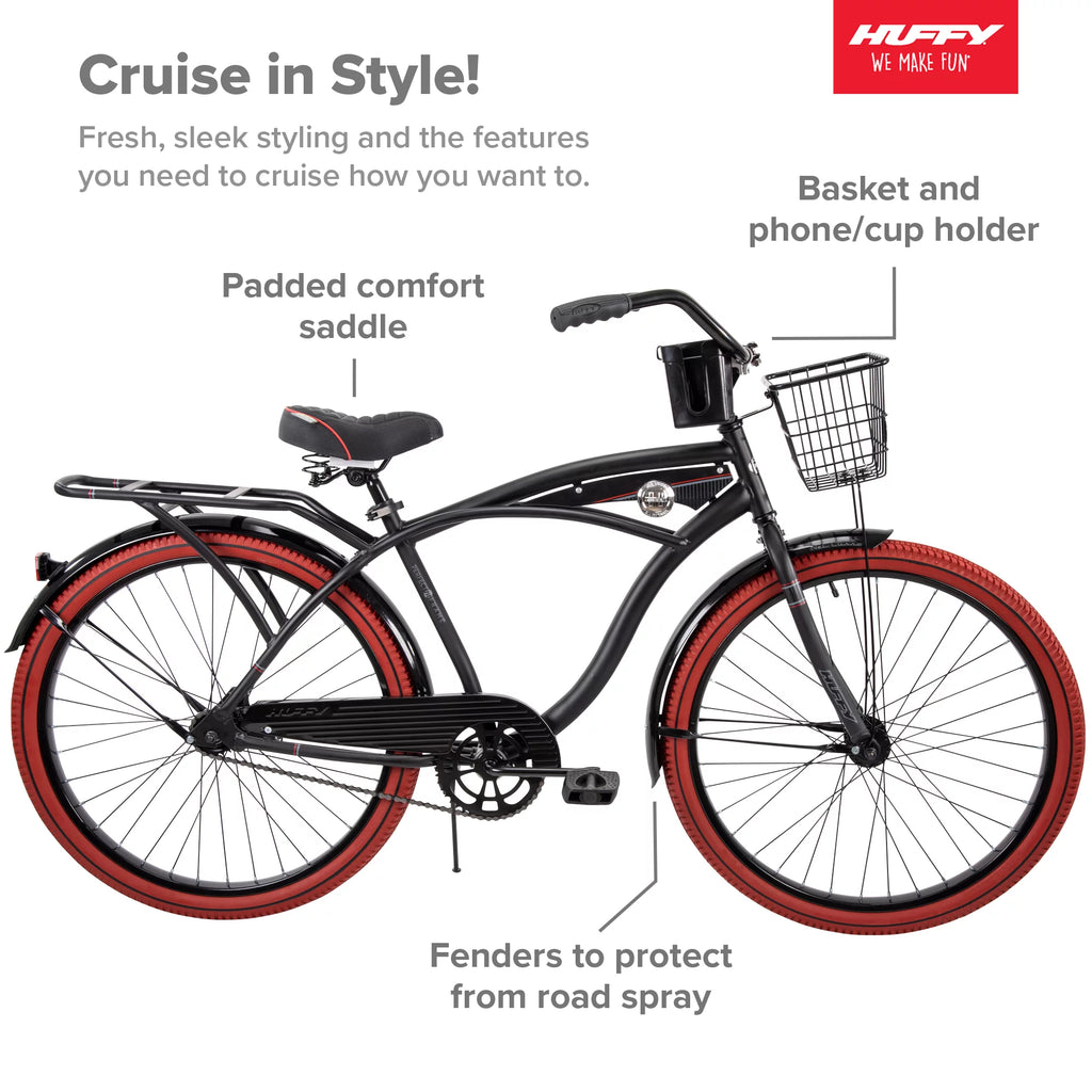 26 Inch Matte Black Cruiser Bike S359169