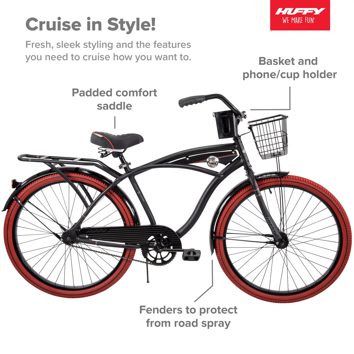 26 Inch Matte Black Cruiser Bike S359169