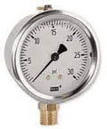 Liquid Filled Industrial Pressure Gauge, 0 to 60 psi, 4" Dial C16030