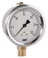 Liquid Filled Industrial Pressure Gauge, 0 to 60 psi, 4" Dial C16030