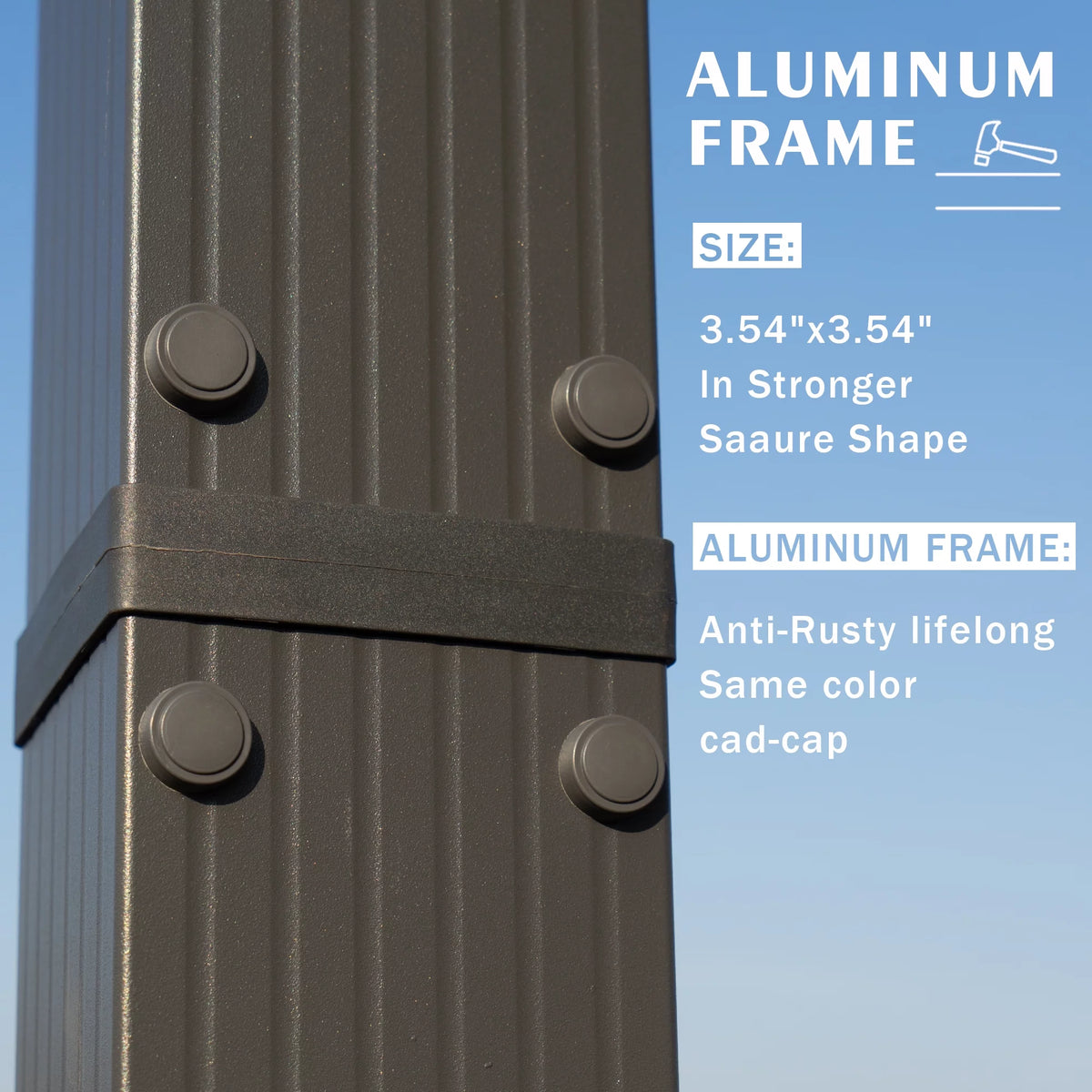 Extra-Large Gray Aluminum Frame Pergola with Sunshade Canopy 10'x12' Beige I431517