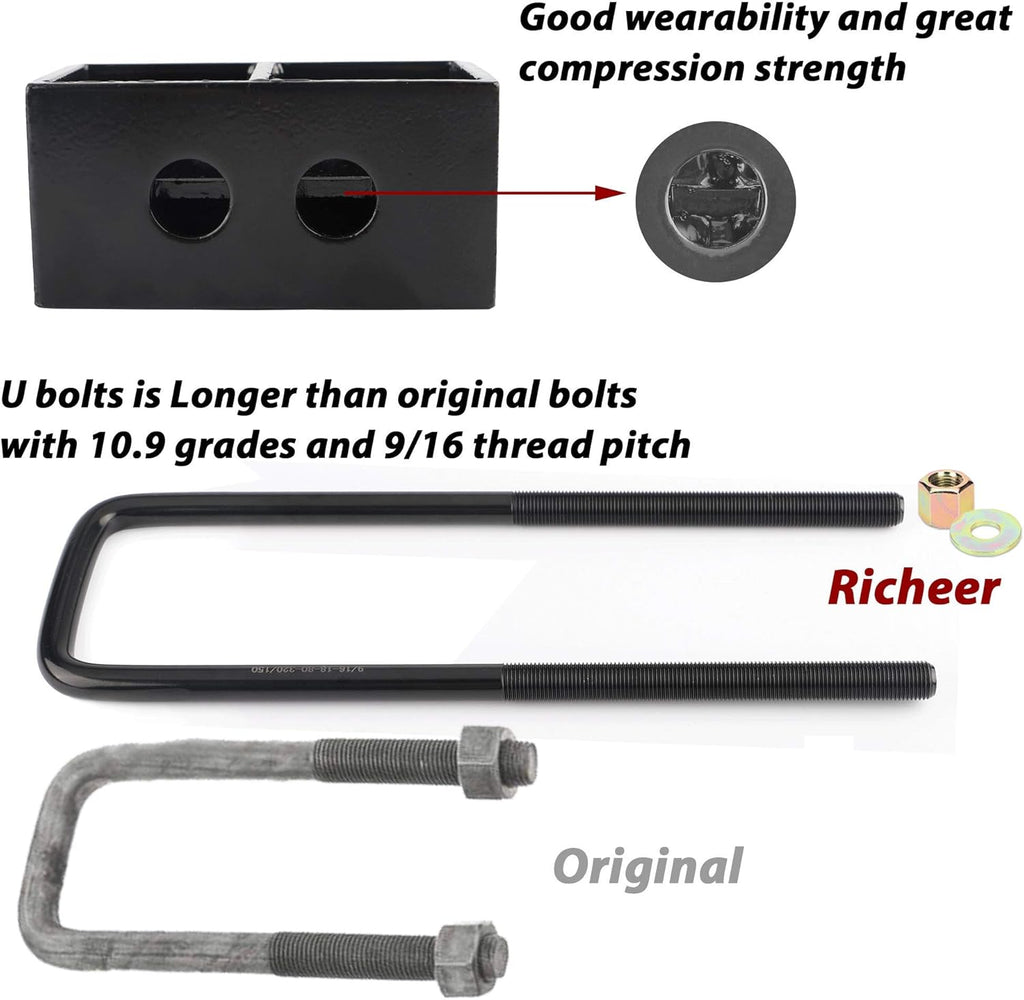 3" Rear Leveling Lift Block Kits Square U-Bolts Pickup Pack of 2 Z106762