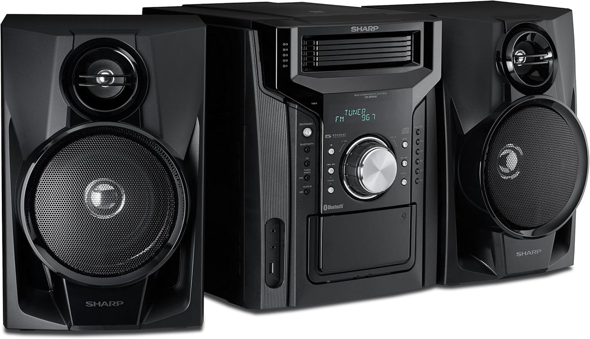 240W 5-Disc Mini Shelf Speaker System with Cassette and Bluetooth L617608