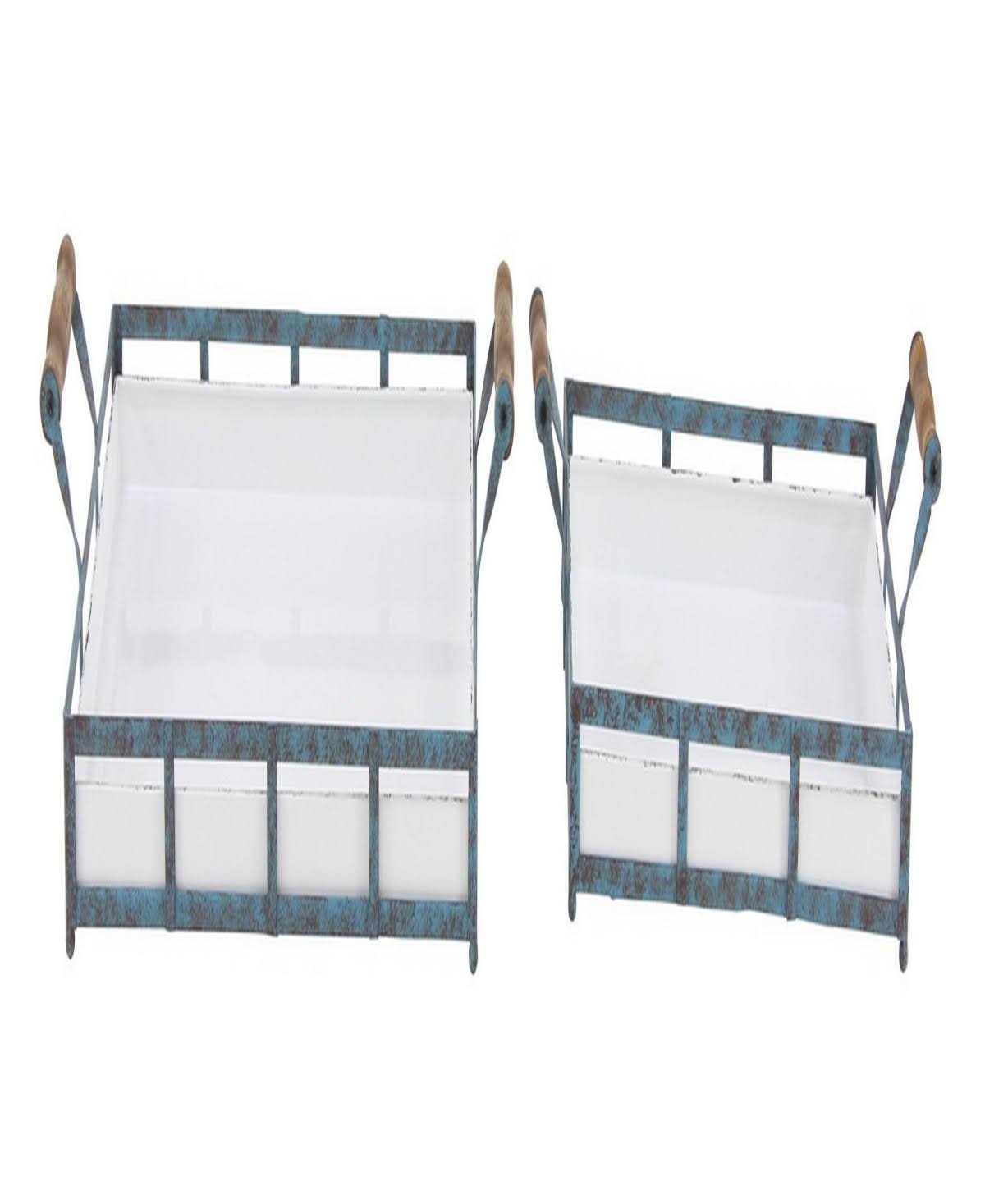Set of 2 Blue Metal Farmhouse Tray Q45051