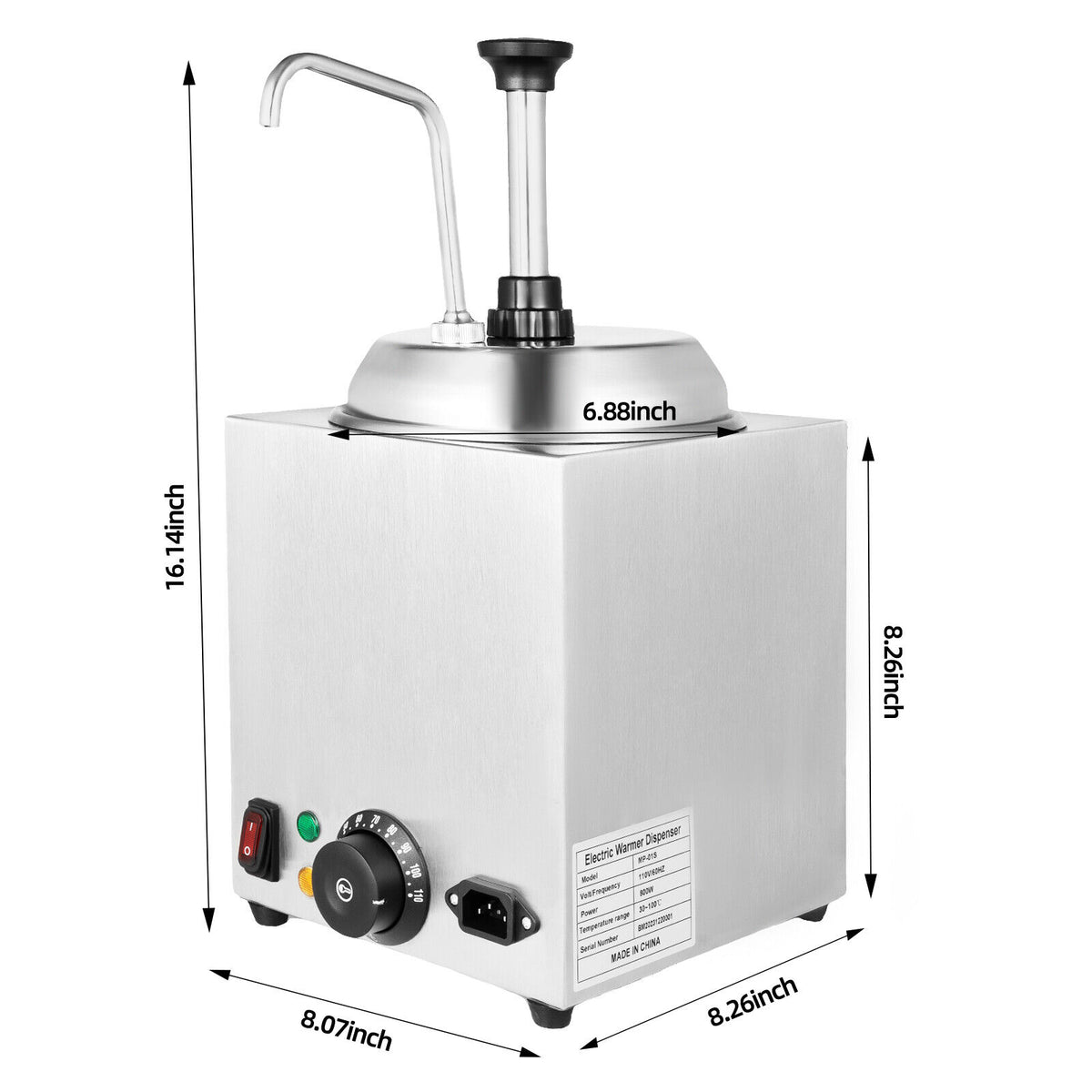 Nacho Cheese Dispenser Pump Caramel Warmer Tank 800W 110V R4089