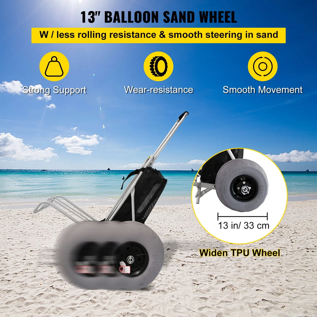 Folding Beach Cart with 12 TPU Balloon Wheels P4621