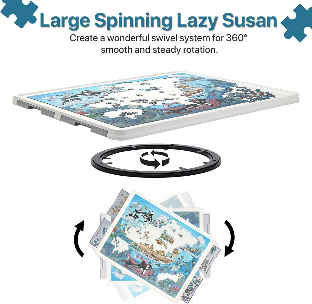 1500 Piece Wooden Puzzle Board with Folding Legs and 4 Drawers S12869