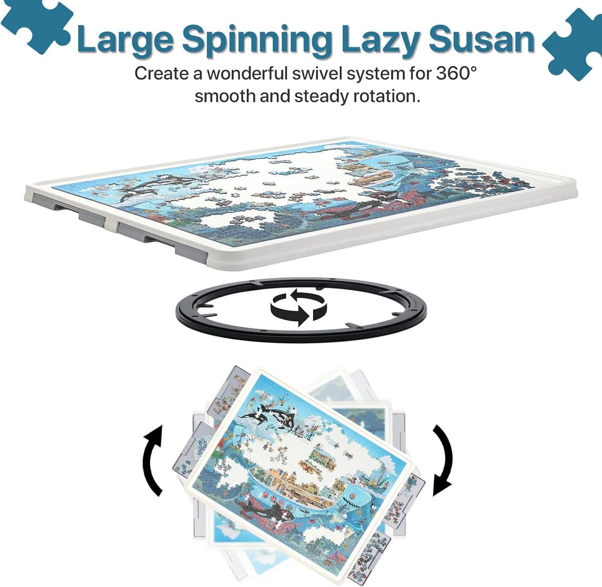 1500 Piece Wooden Puzzle Board with Folding Legs and 4 Drawers S12869