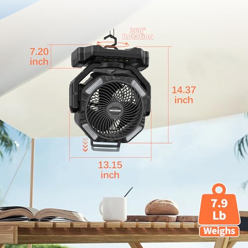 20000mAh Rechargeable Camping Fan with Light M968