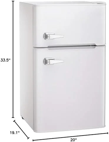 Mini Refrigerator 3.2Cu.Ft Compact Fridge Double Doors Freezer Grey L8316