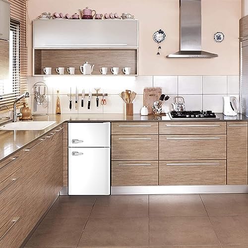 Mini Refrigerator 3.2Cu.Ft Compact Fridge Double Doors Freezer Grey L8316