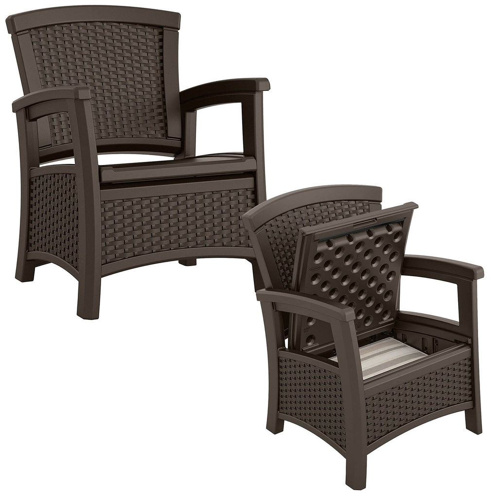 Resin Wicker Club Chair with Storage 2 Pack O558613