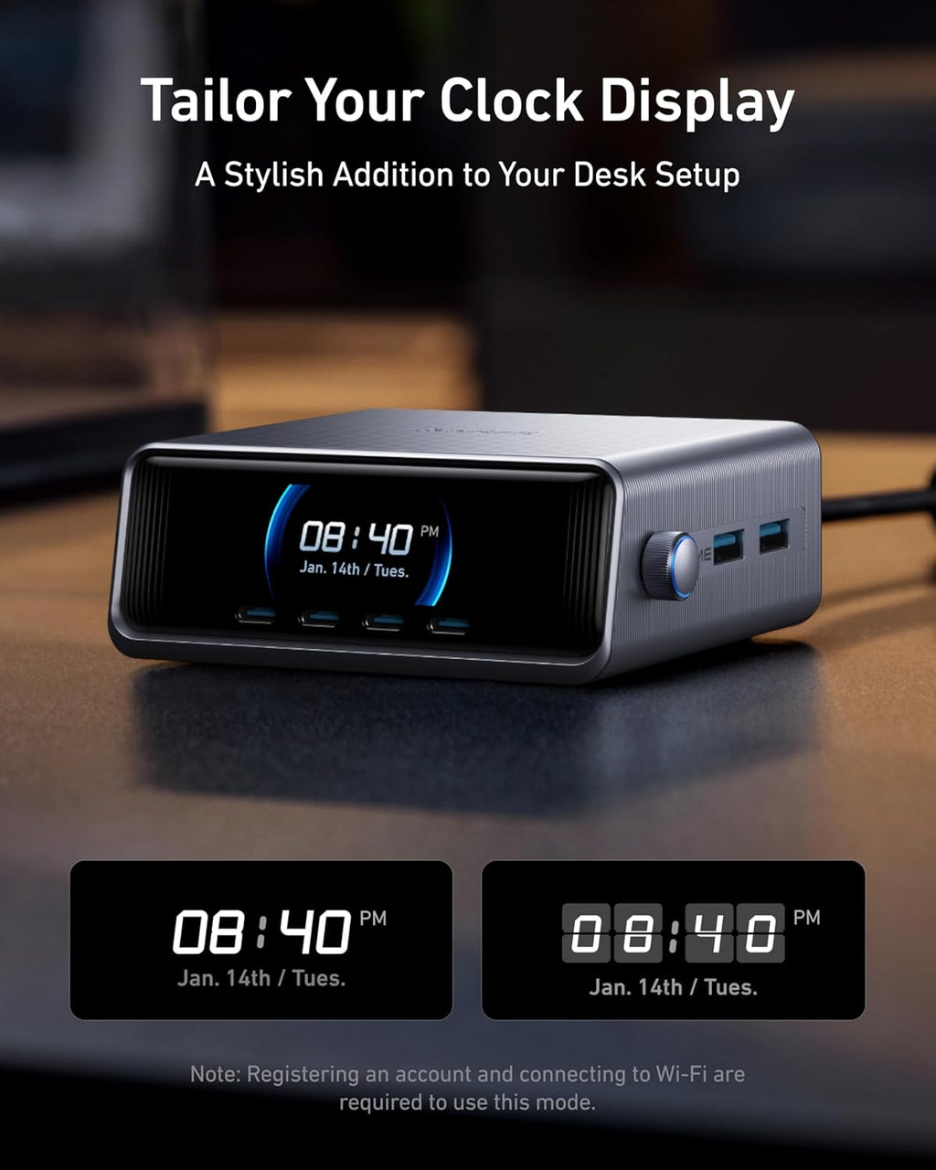 250W 6-Port GaN USB-C Charger with LCD Display K92623