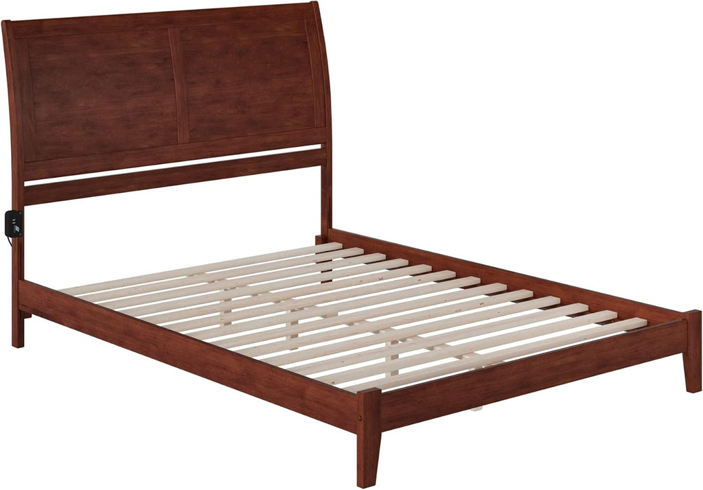 King Walnut Wood Platform Bed D5165