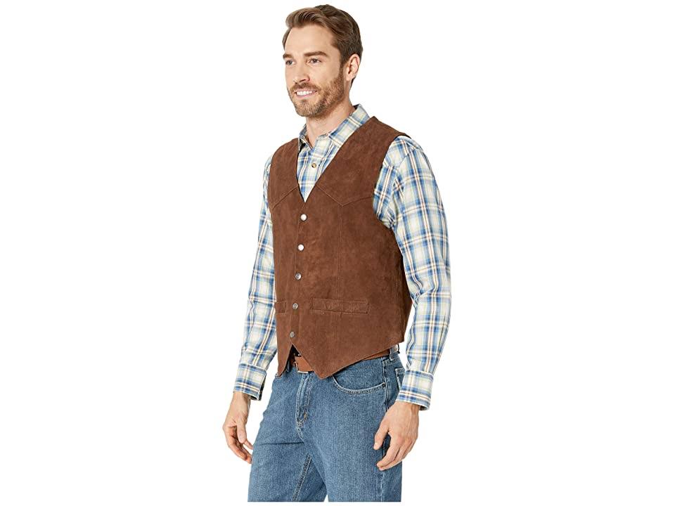 Brown Calf Suede Western Snap Vest O457