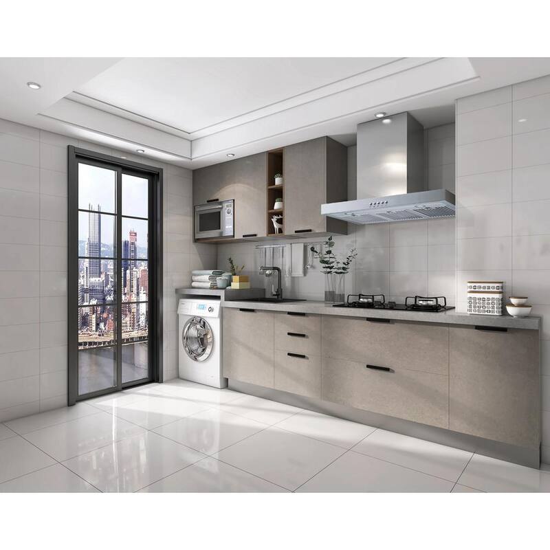 36 in. 350CFM Convertible T-Shape Wall Mount Range Hood in Stainless Steel with Charcoal Filters and LED Lighting M6930