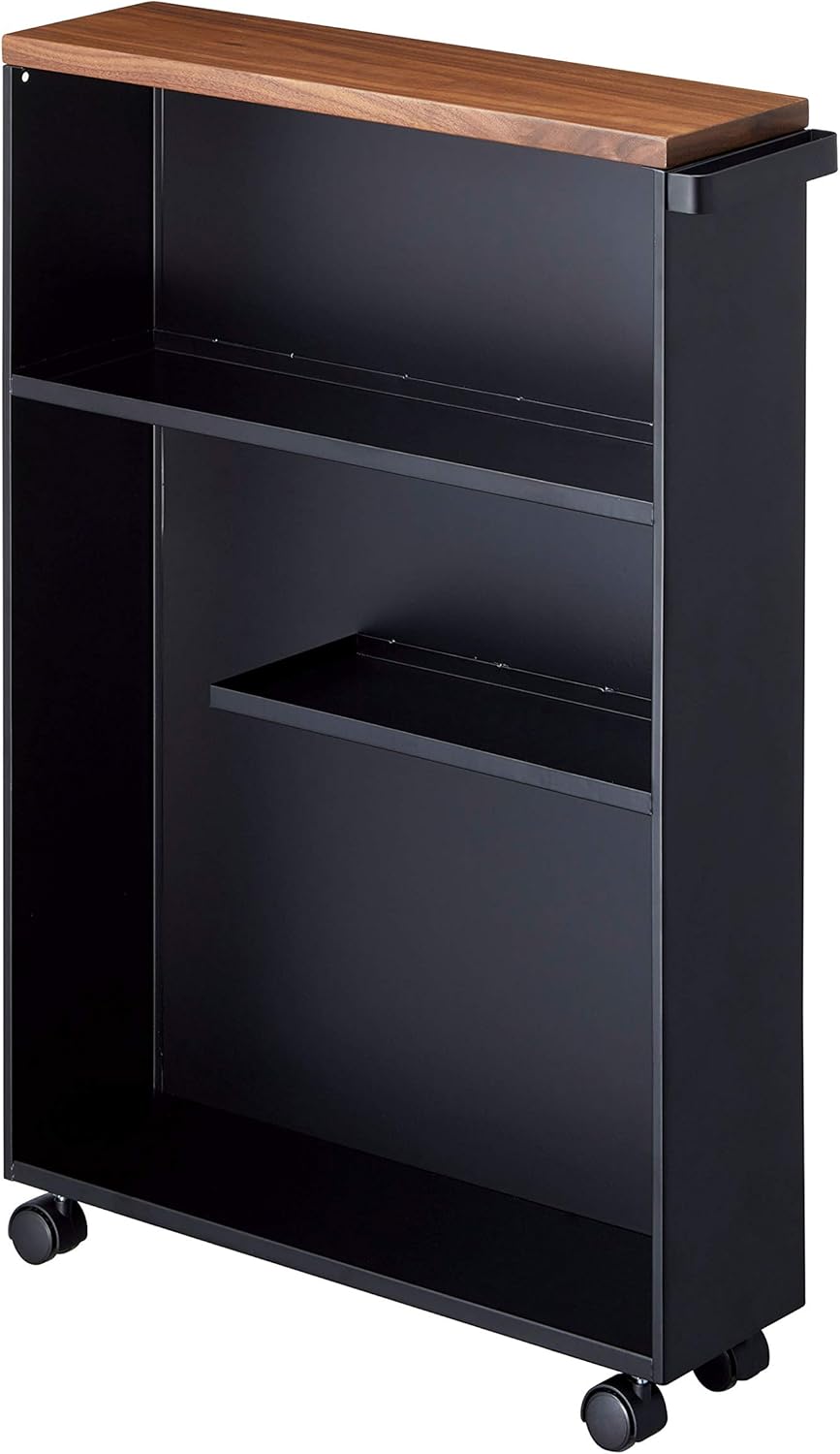 Black Rolling Slim Bathroom Cart With Handle P7040