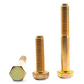1 inch-8 x 6 1/2 inch Coarse Thread Grade 8 Hex Cap Screw Alloy Steel Yellow Zinc Plated Pk 20 D818177