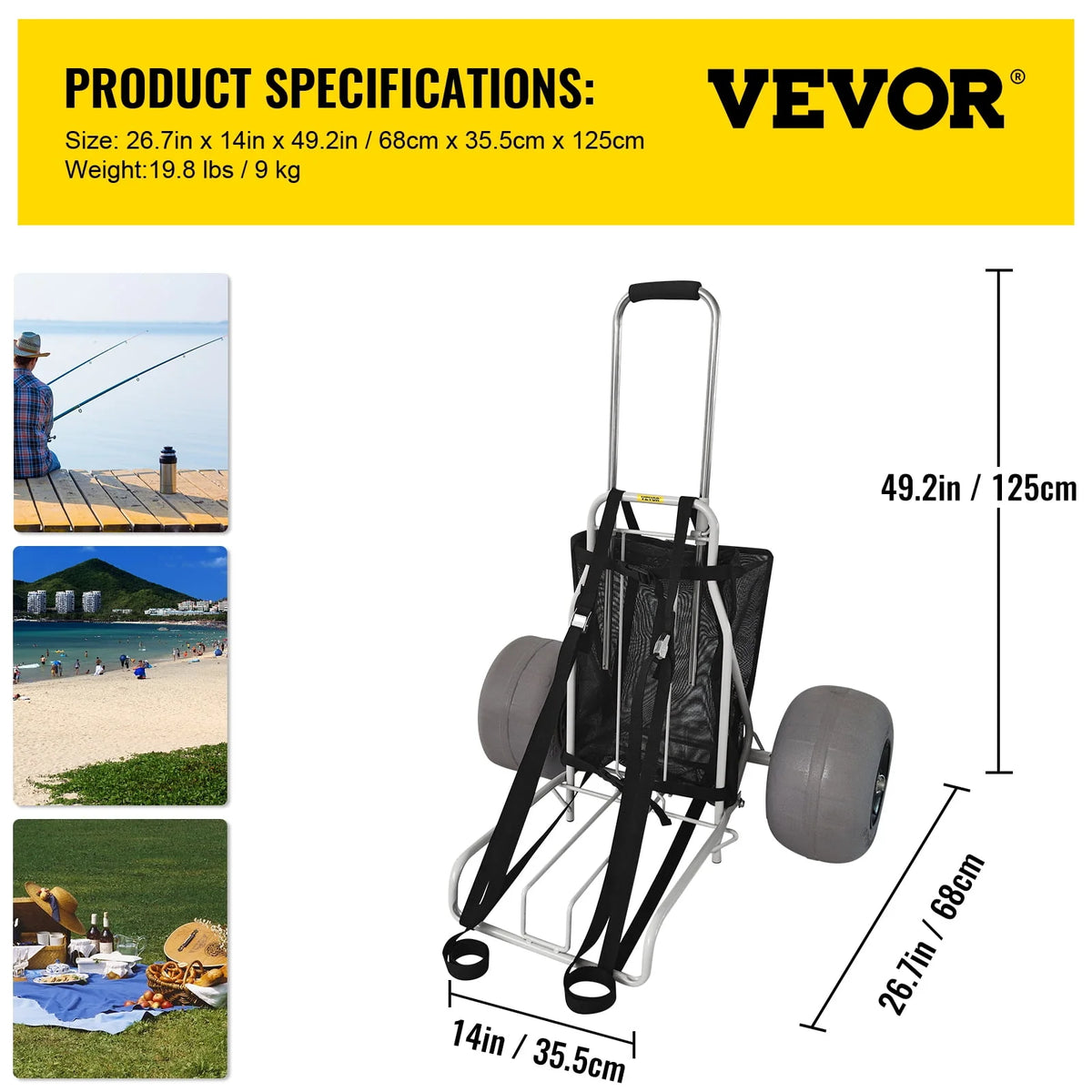 Folding Beach Cart with 12 TPU Balloon Wheels P4621