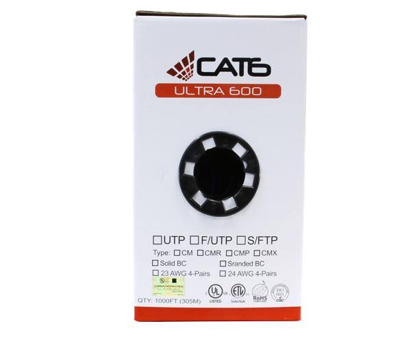 Cat6 Bulk Riser Ethernet Cable, Solid Copper UTP, 24 AWG 1000ft Green B7177