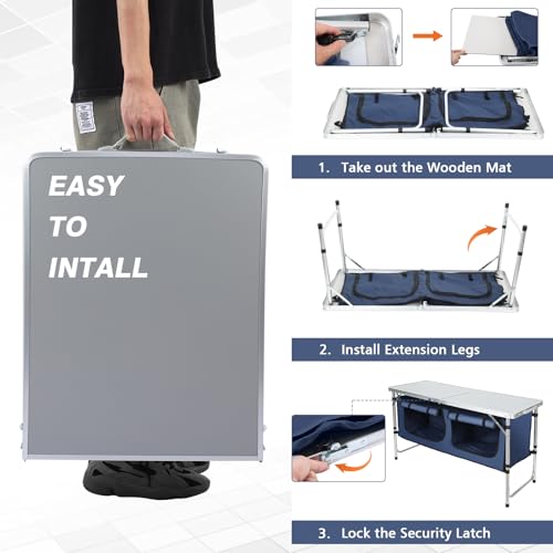 Folding Camping Table with Storage Q87523