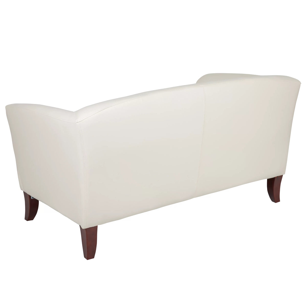 Ivory LeatherSoft Loveseat with Cherry Wood Feet K503
