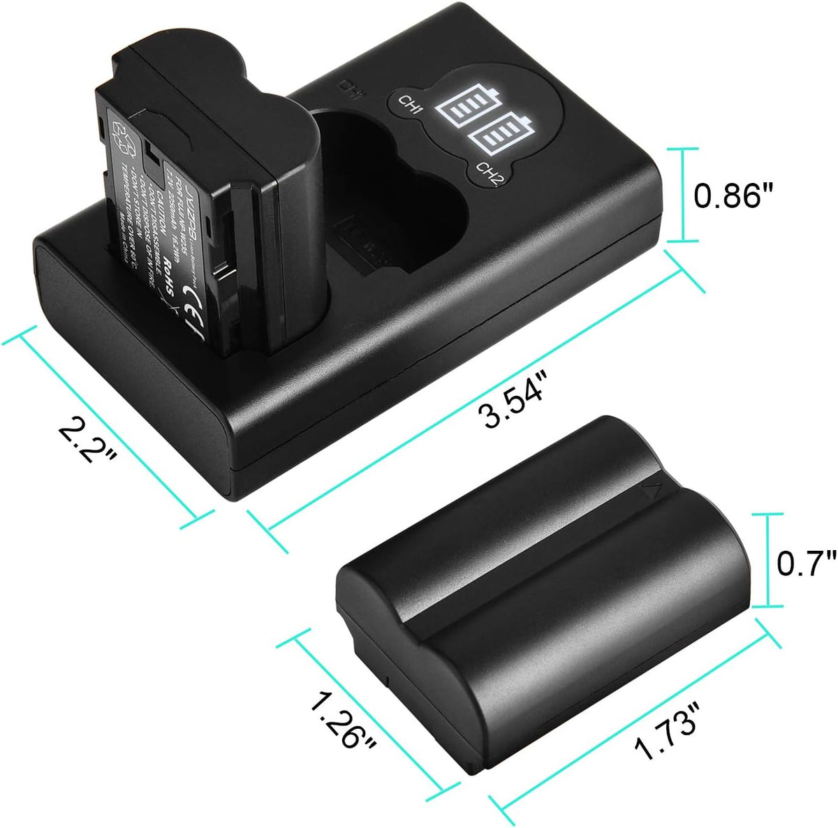 2-Pack Rechargeable Li-Ion Camera Batteries with Charger G342746