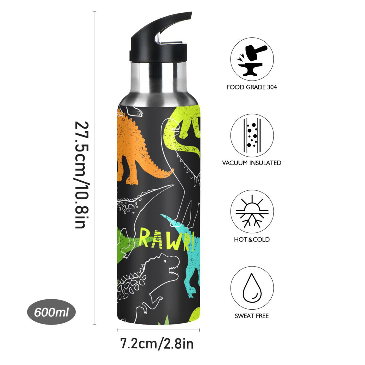 Stainless Steel Insulated Water Bottle with Straw Lid I7413