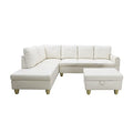Red Linen L Shaped Sectional Couch with Chaise Ottoman G44774