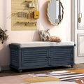 Navy Blue Solid Wood Storage Bench D372