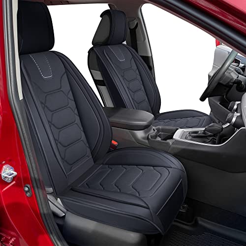 Black Leather Seat Covers for RAV4 (Sport Front Pair, Black&Gray) T316
