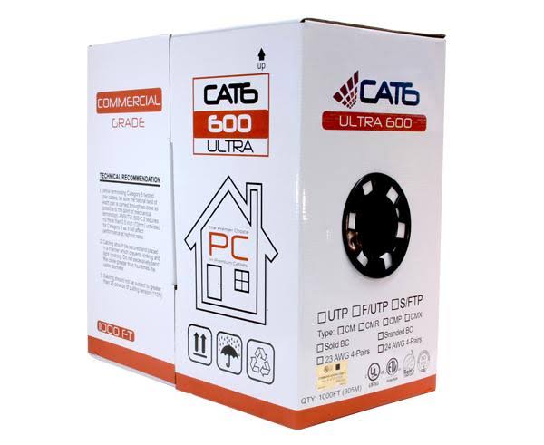 Cat6 Bulk Riser Ethernet Cable, Solid Copper UTP, 24 AWG 1000ft Green B7177