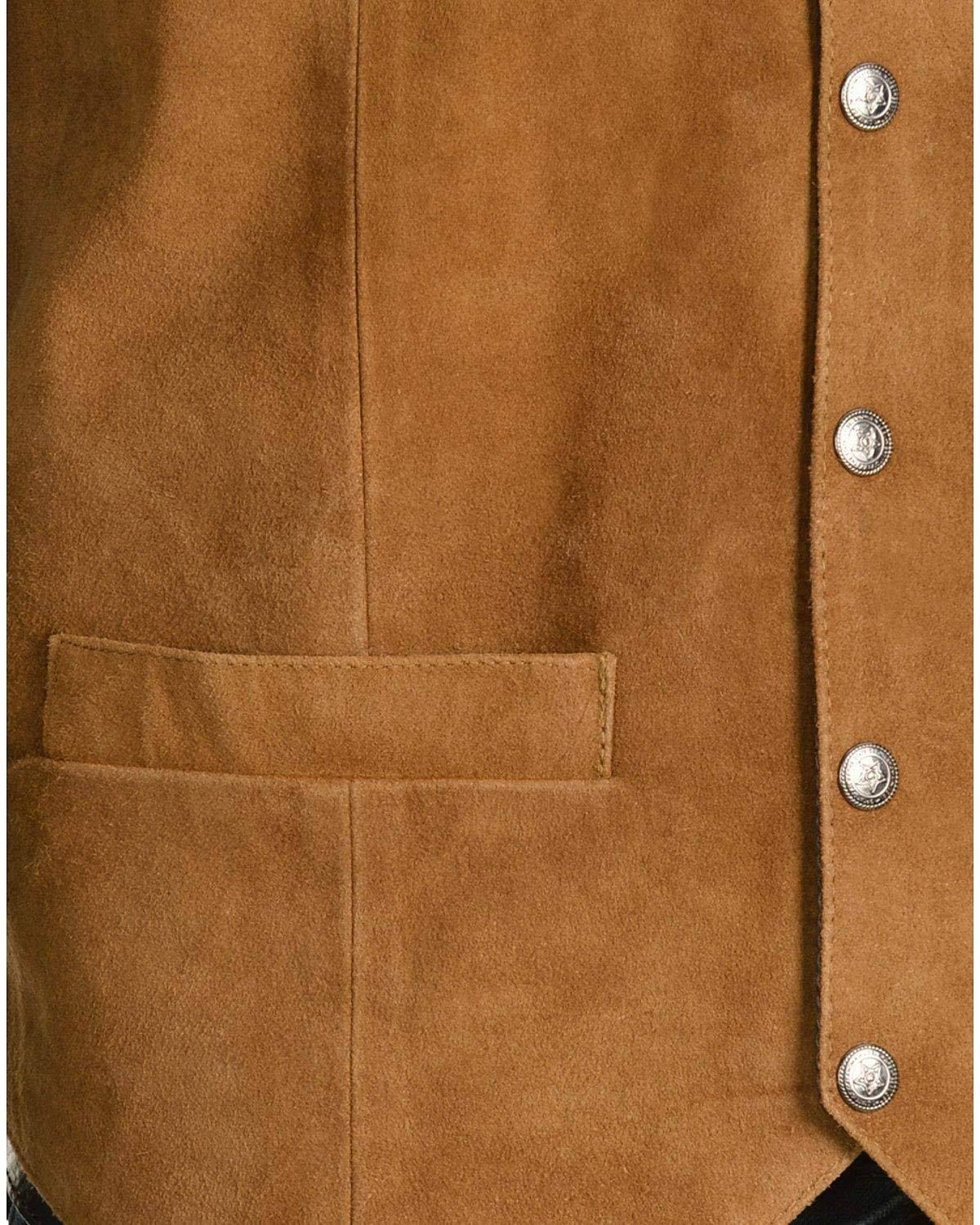 Brown Calf Suede Western Snap Vest O457
