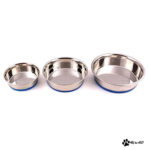 Heavyweight Non-Skid Rubber Bottom Stainless Steel Dog Bowl - Small - 32oz - 6.5" Diameter D630760