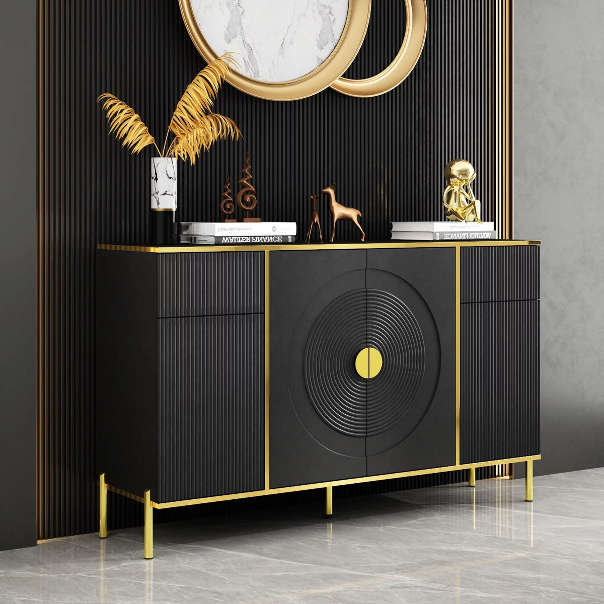 56.3" Wood Sideboard Buffet Table Storage Cabinet E20078