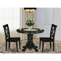 Round 42 Inch Table and 2 Wood Seat Chairs V582