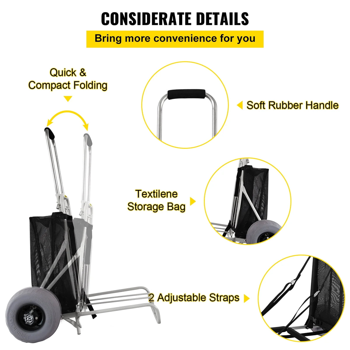 Folding Beach Cart with 12 TPU Balloon Wheels P4621