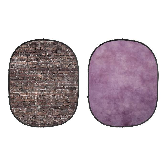 5x7 Collapsible Backdrop with 8 Aluminum Stand, Purple/Grunge Brick J334