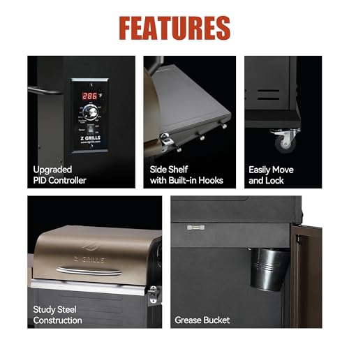 Wood Pellet Grill Smoker with PID Controller, 8-in-1 BBQ Grill, 572 sq in Cooking Area B947370