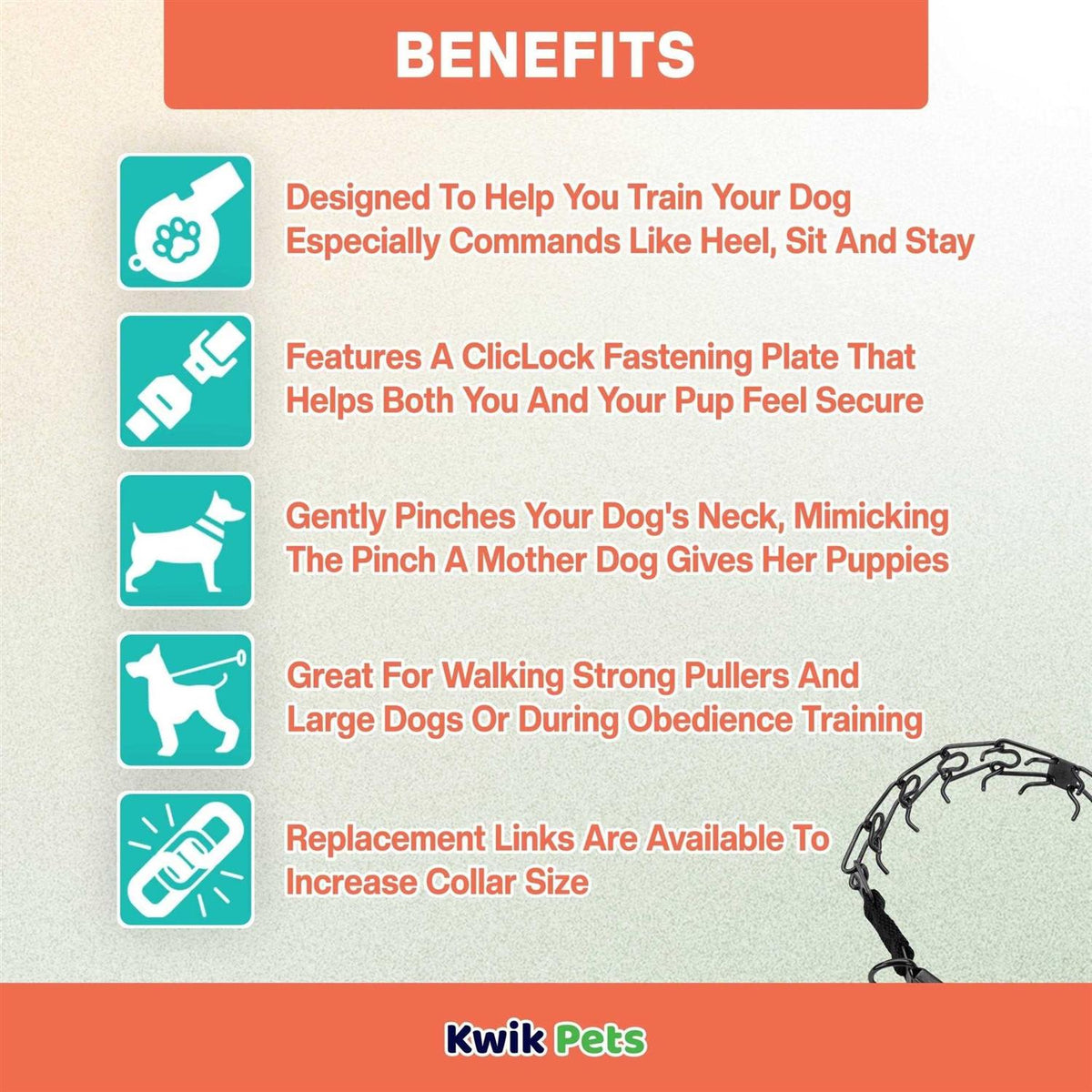 Training Dog Prong Collar with ClicLock, 14-in neck, 2.25-mm wide O139