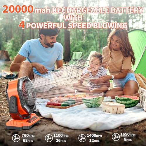 20000mAh Rechargeable Camping Fan with Light M968