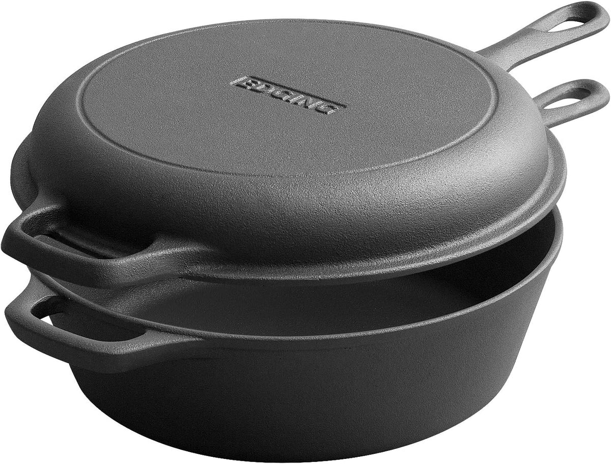 2-In-1 Pre-Seasoned Cast Iron Dutch Oven Set, 5-Quart Pack of 2 C49006
